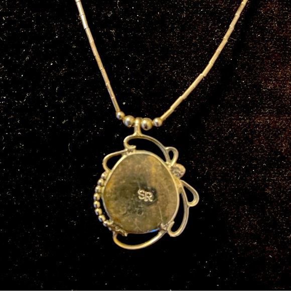 Vintage Silver Bead Necklace with Pendant - Picture 2 of 2